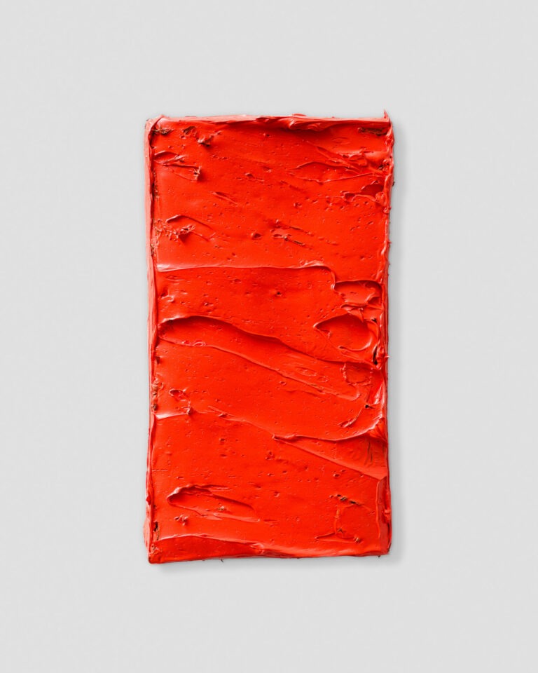 Nous sommes rouges. Œuvre originale créée en 2025 par Elodie Lemaître. Huile sur toile, 11 x 19 cm